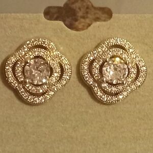 Silver tone crystal earrings